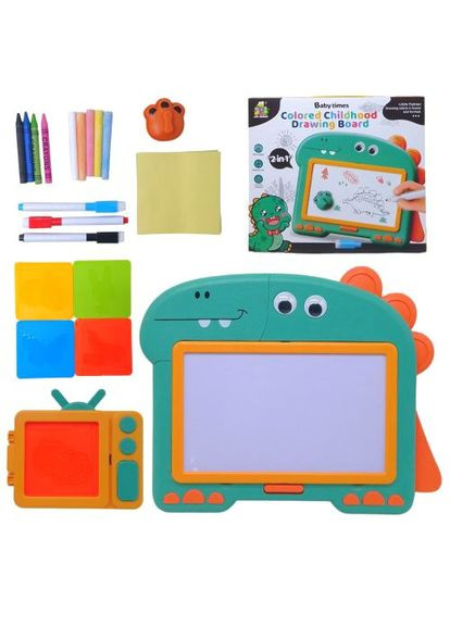 Динозавр 2 в 1 бірюзова Jia Bang для малювання та творчості ProDobro (367091233)