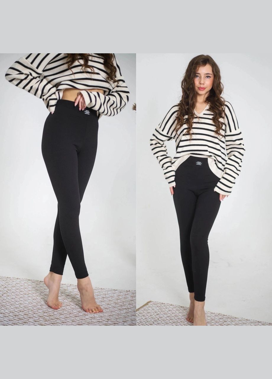 Черные зимние лосины детские трикотажные на девочку No Brand