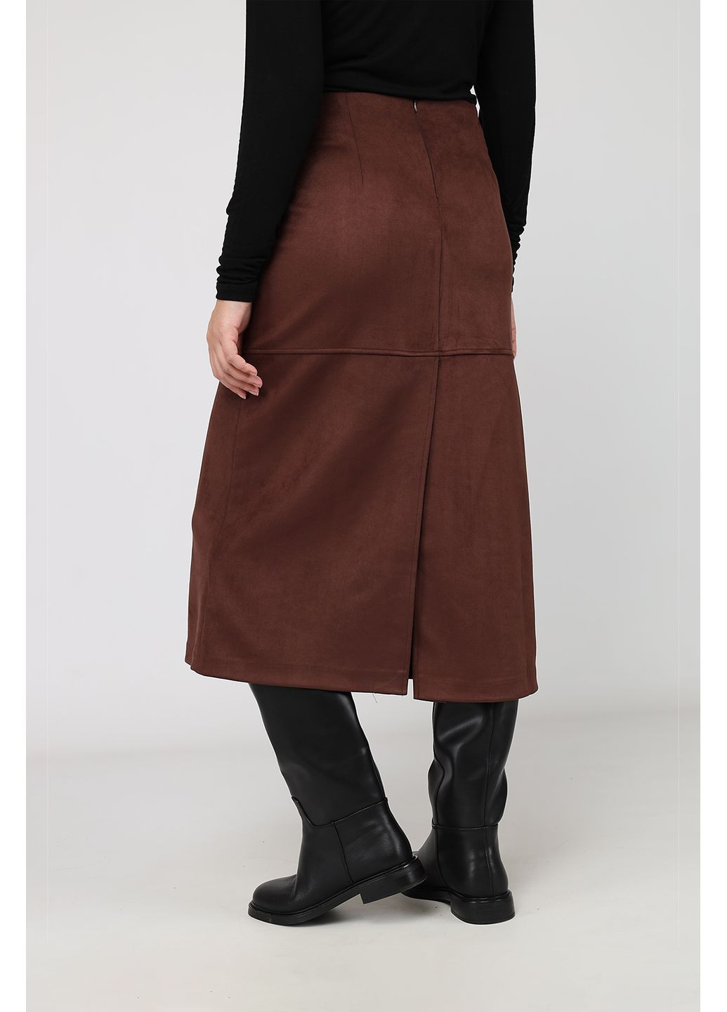 Спідниця трапеція жіноча колір темно-коричневий CB-00285479 Yuki (370268900)