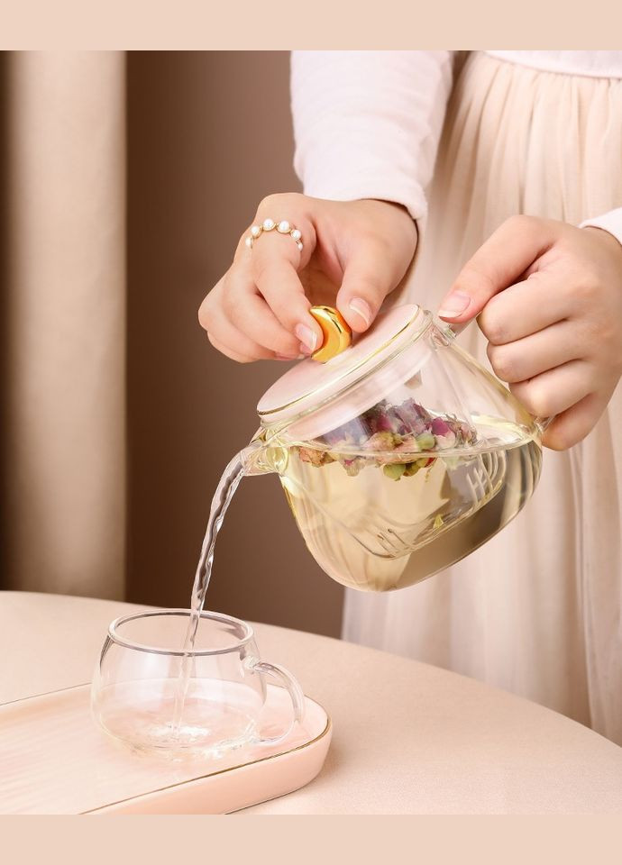 Чайний набір Місяць 12060 4 предмети рожевий No Brand (364499073)