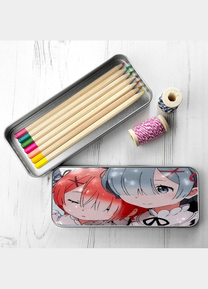 Пенал шкільний для хлопчика та дівчинки металевий Аніме Життя з нуля в іншому світі #025 7*18 см Silver No Brand (309156829)