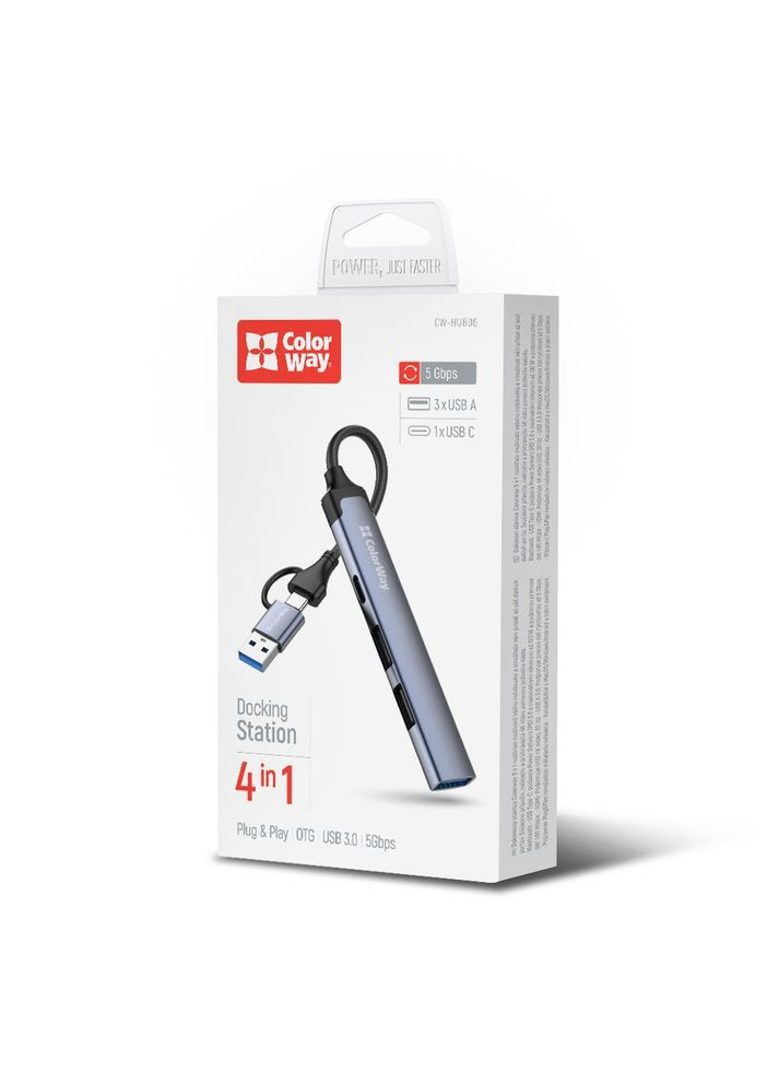 USB-хаб USB Type-A/USB Type-C 4-в-1 (CW-HUB06) Colorway (336951502)