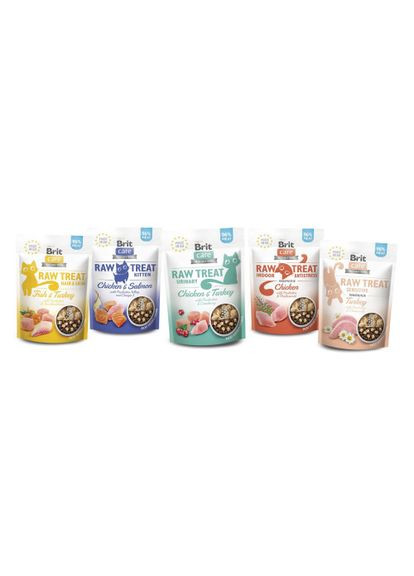 Ласощі для котів Brit Raw Treat Hair & Skin Freeze-dried з рибою та індичкою, 40 г (*) Brit Care (322590271)