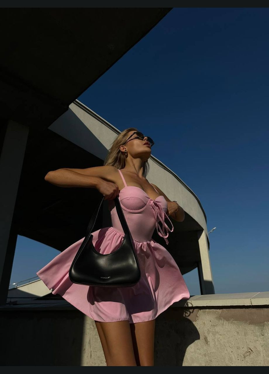 Рожева трендова сукня-комбінезон із турецького софту з відкритим декольте та зі шнурівкою, короткий комбінезон-сукня з відкритою спиною No Brand