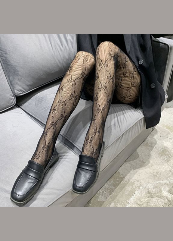 Колготки с бантиками в сеточку черные One Size No Brand (308016835)