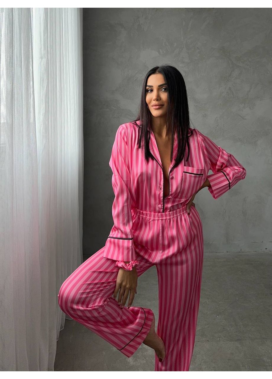 Рожева всесезон жіноча піжама рожева сорочка + брюки Vital-Textile 1278