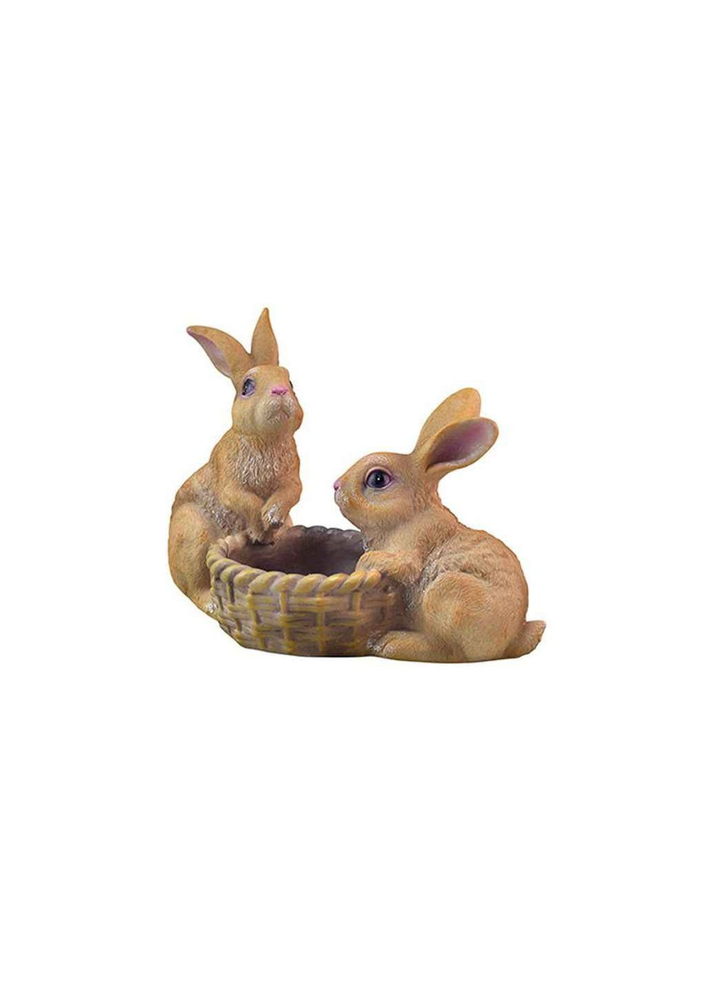 Кашпо "Зайцы с корзиной малые" (полистоун) 27*19*23см Decoline (357219550)