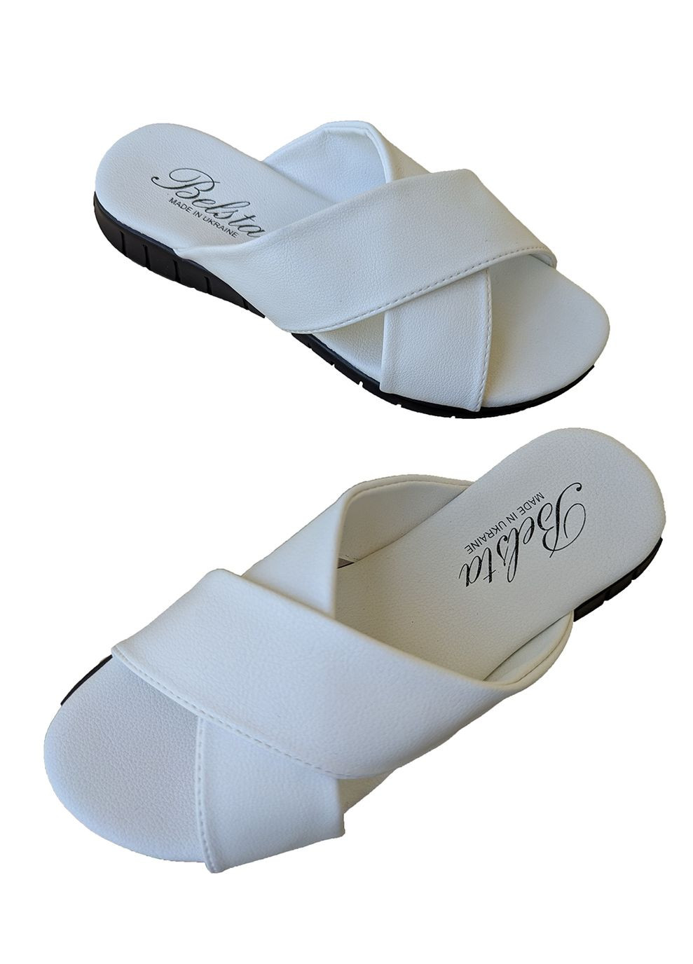 Белые шльопанцы женские из экокожи Белста