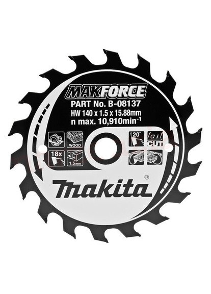 Пильный диск MAKForce B08137 (140x15.88 мм, 18 зубьев) по дереву (6525) Makita (267819566)