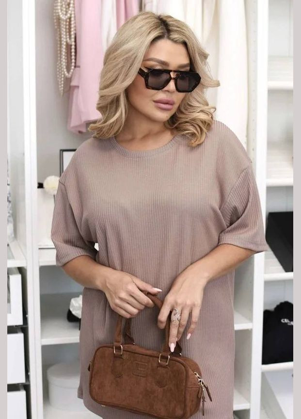 Костюм двойка рубчик мустанг,футболка оверсайз и велосипедки No Brand (341999459)