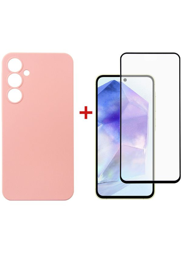 Чехол-накладка для Samsung Galaxy A55 SM-A556 Pink (DG-KM-92) + защитное стекло DENGOS (341490430)