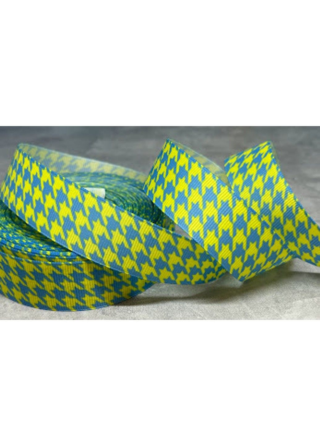 Репсовая лента 2.5 см. Утиные лапки (желто-голубая), метр No Brand (314809950)