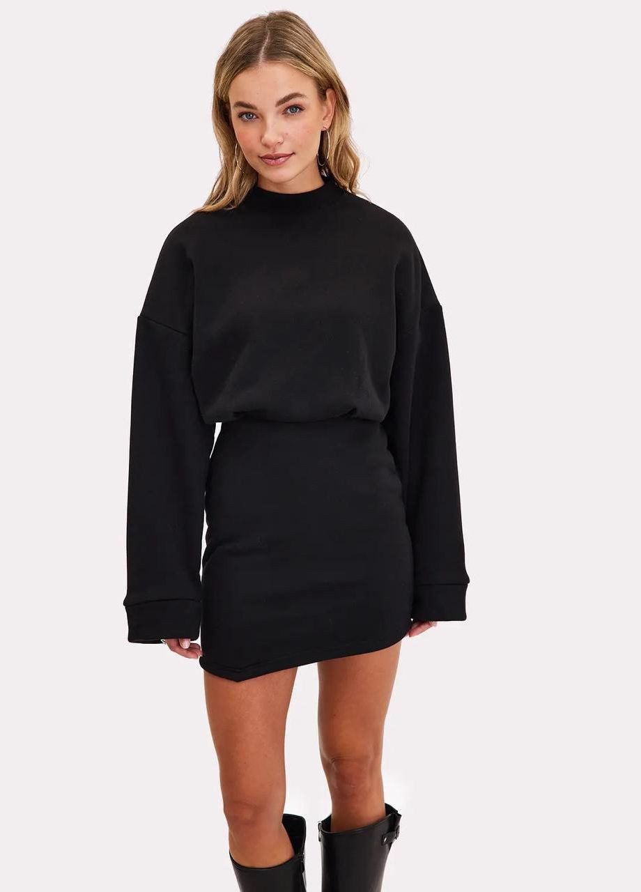 Черное черное короткое теплое платье Loavies