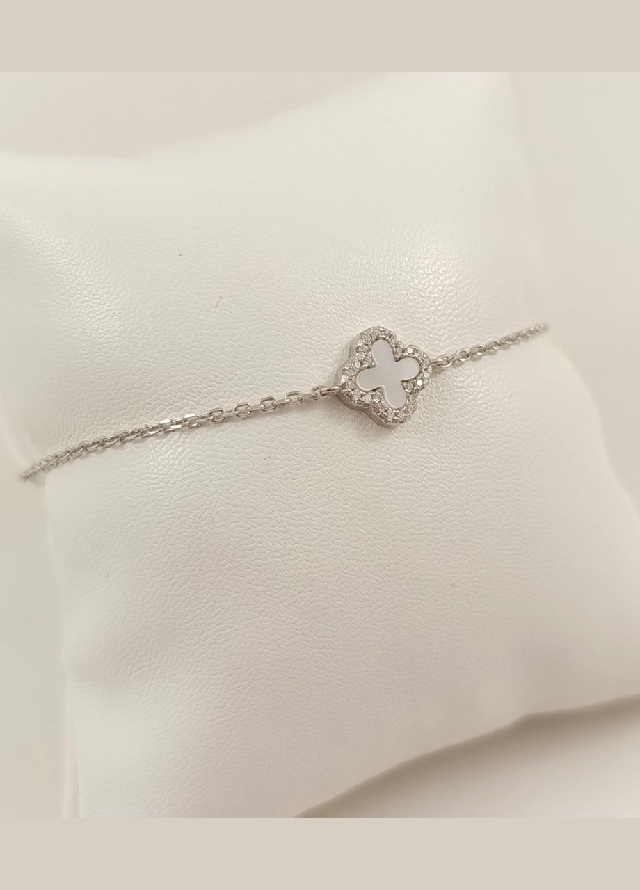 Браслет серебряный "Клевер" с перламутром и цирконием (Арт.82111494134) No Brand Браслет (339072263)