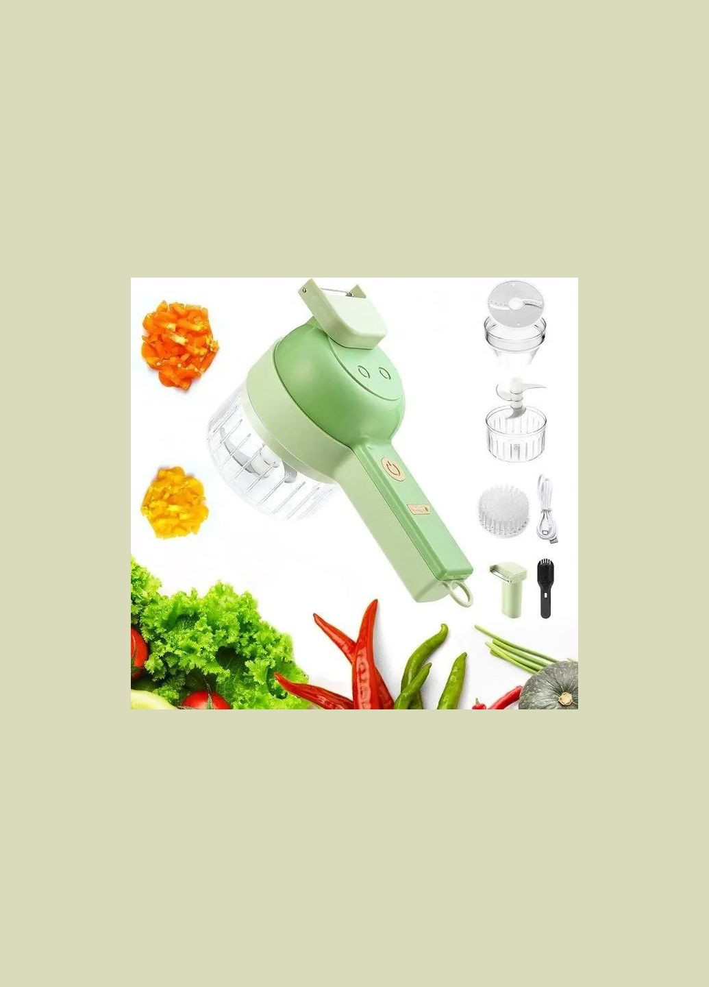 Ручний подрібнювач для овочів 4в1 Food Chopper / Електрична кухонна овочерізка / Міні блендер-слайсер Grant (357346424)