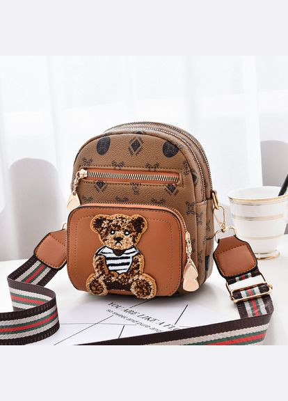 Дитяча міні сумочка на плече з ведмедиком сумка для дівчаток з ведмедем світло-коричнева Bear (331770982)