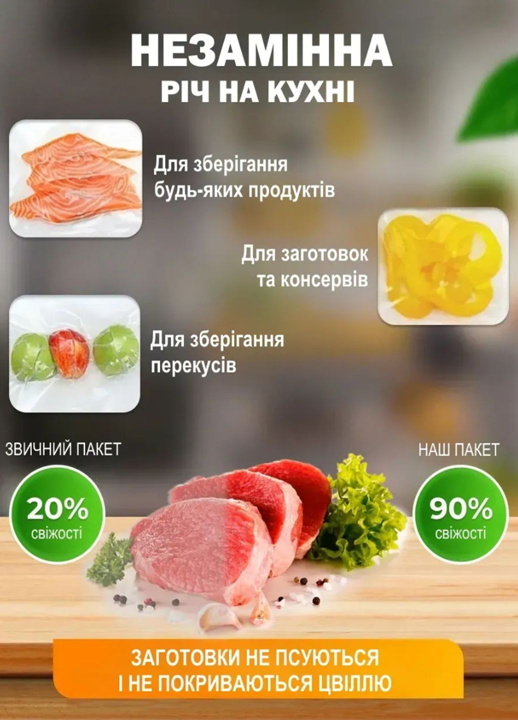 Харчові вакуумні пакувальні пакети гофровані 15 х 500 см підходить для всіх вакуумних пакувальників VTech (326033671)