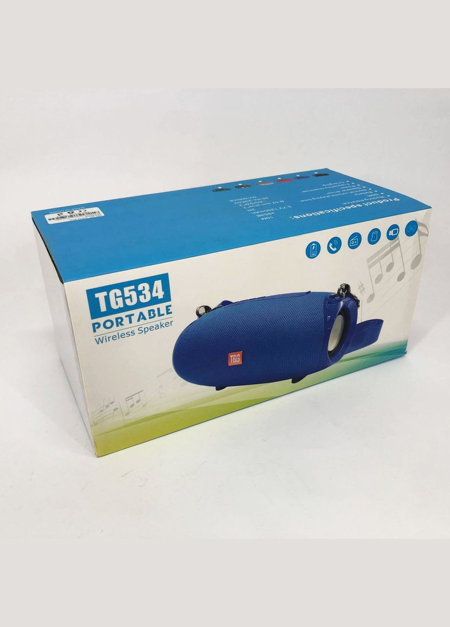 Портативная Bluetooth колонка TG534 SD IPX5 с ремешком, портативная колонка блютус. Цвет: синий No Brand (365751966)