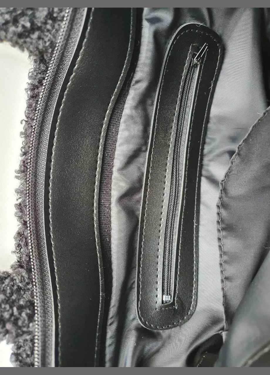 Жіноча хутряна Сумка-шопер сірого кольору на зиму "Rami bag" штучне хутро та екошкіра JUGO rami 1 (288577274)