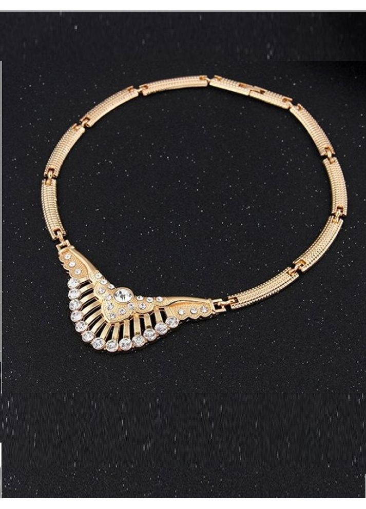 Золотисте ошатне кольє в стразах, 8382-3 No Brand (365730707)