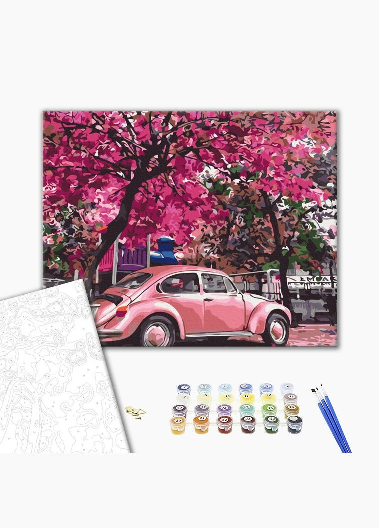 Картина по номерам Цветущая парковка 40х50см Картины по номерам на холсте ретро автомобиль Пейзаж BS32366 Brushme (308988678)