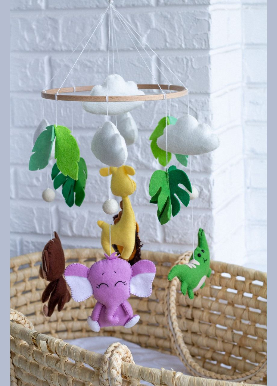 Дитячий музичний мобіль на ліжечко для немовлят WooolyWool «Африка» з 35 мелодіями No Brand (342757886)
