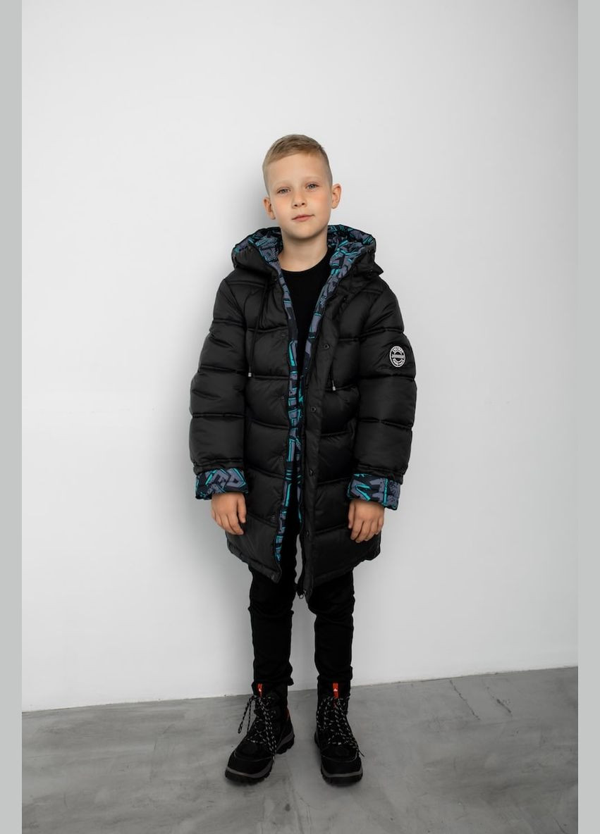 Комбінована зимня двостороння куртка меттью чорно - бірюзовий Cvetkov Метью