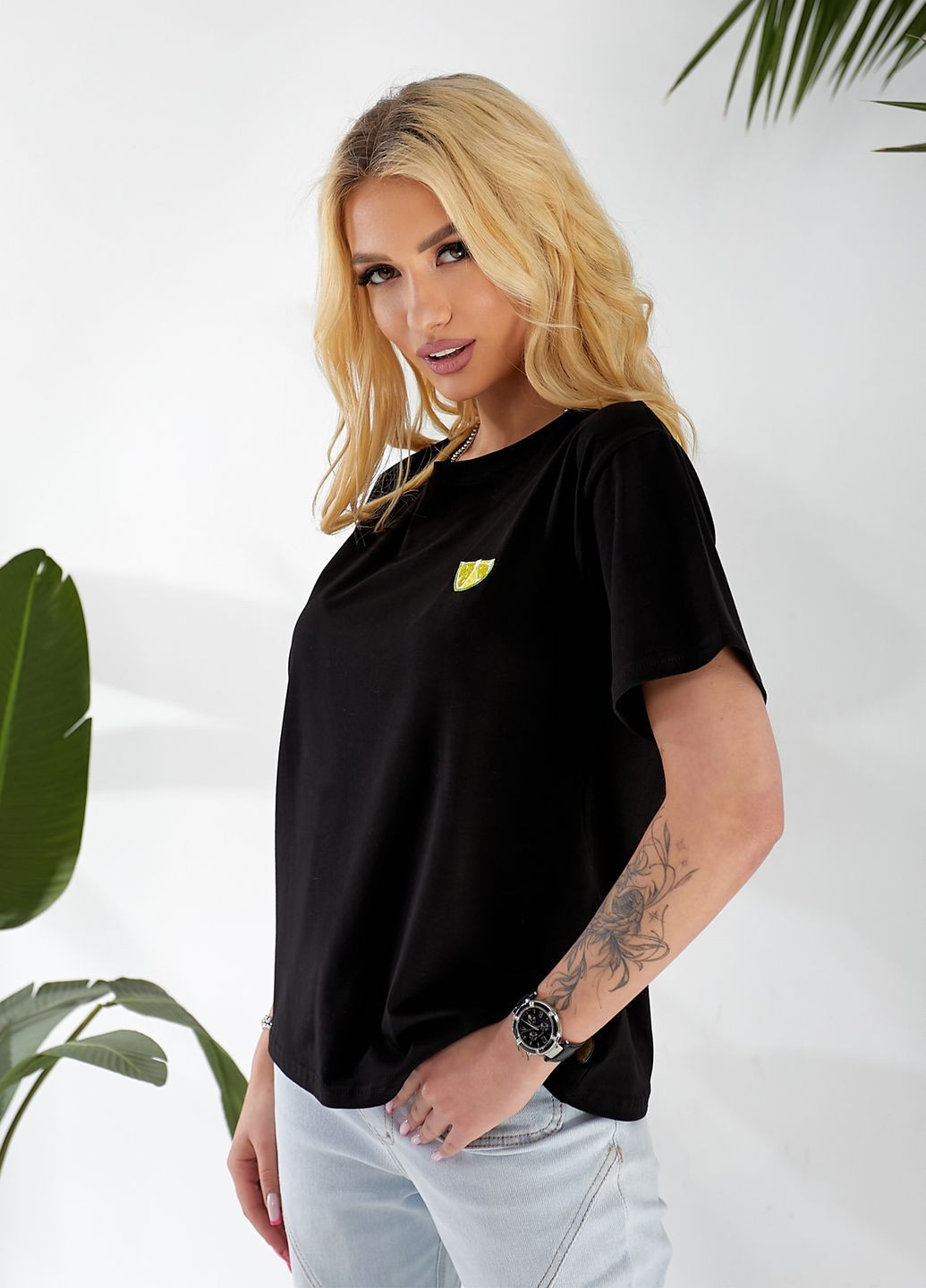 Футболка женская оверсайз с вышивкой лимона No Brand - (329651472)