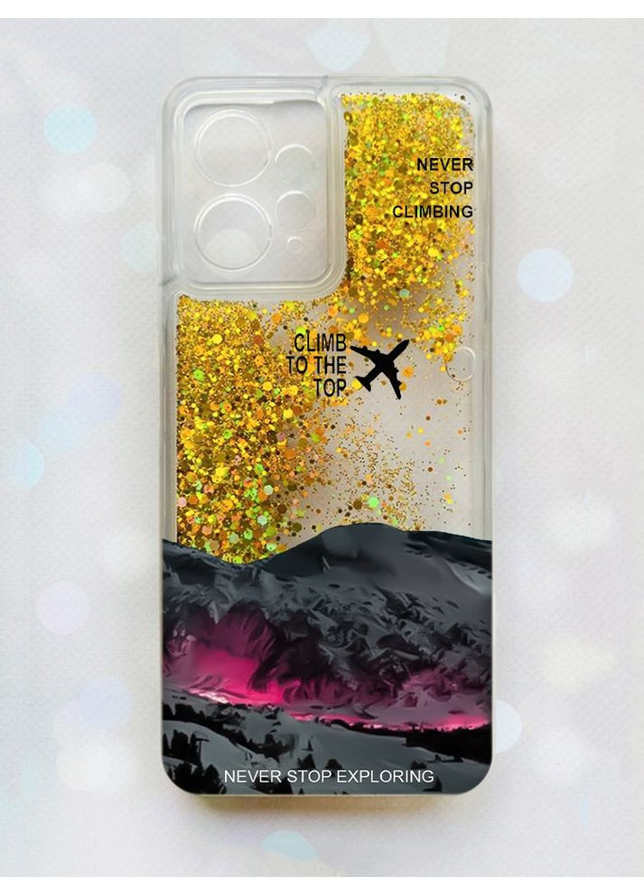 Чохол з плаваючими золотими блискітками на Xiaomi Redmi Note 12 4G Піднімись на вершину (принт 419) Creative (370169885)