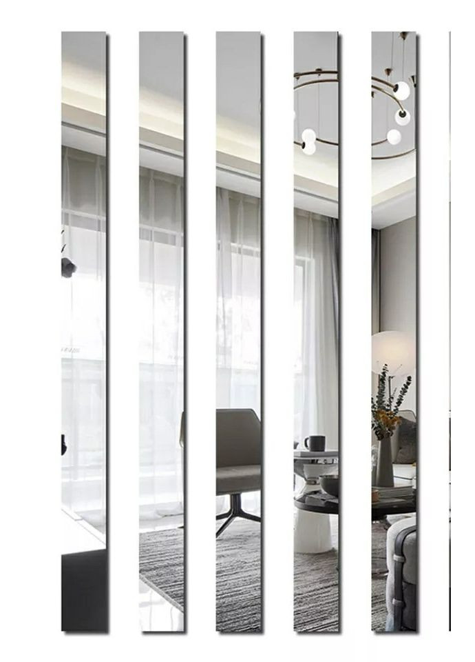 Дзеркальні наклейки смужки пластикові 45 х 5 см срібло 5 шт No Brand (317353467)