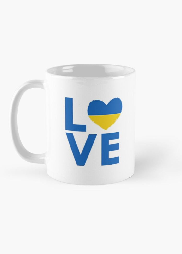 Чашка Керамічна Кружка з принтом LOVE Україну Біла 330 мл Orca (317319953)