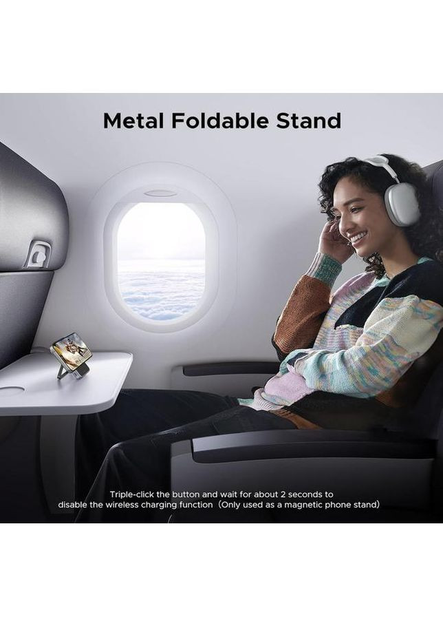 Беспроводной магнитный павербанк PB572 Qi2 10000 mah 20W со сложной подставкой и TFT дисплеем Серый Ugreen (359502920)