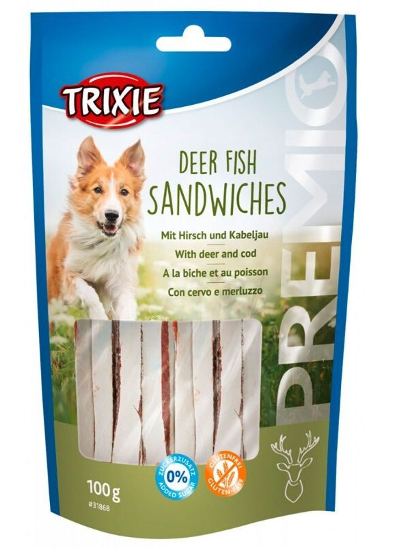 Ласощі для собак PREMIO Deer Fish Sandwiches з оленинею і тріскою,100г Trixie (292259155)