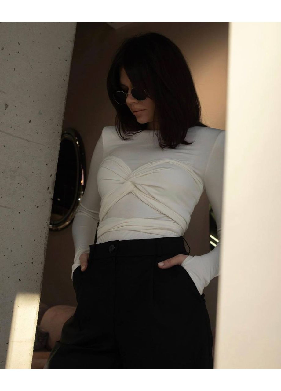 Трендовый лонг с акцентным бра – плотный крепдайвинг, one size 42–46 (замеры в описании) GD/GL Модний простір (364966647)