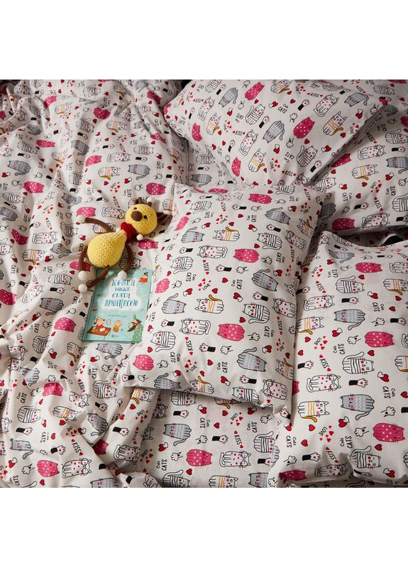 Комплект постельного белья Бязь Gold Люкс King Size 220x240 наволочки 4х70х70 (MS-820009069) Moon&Star Cute Cats (356114370)