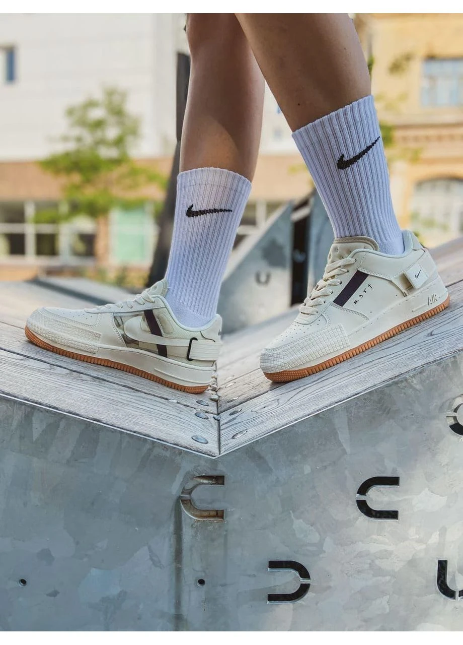 Білі кросівки чоловічі nike air force 1 type 354 ivory brown найк аір форс 1 білі демісезон No Brand