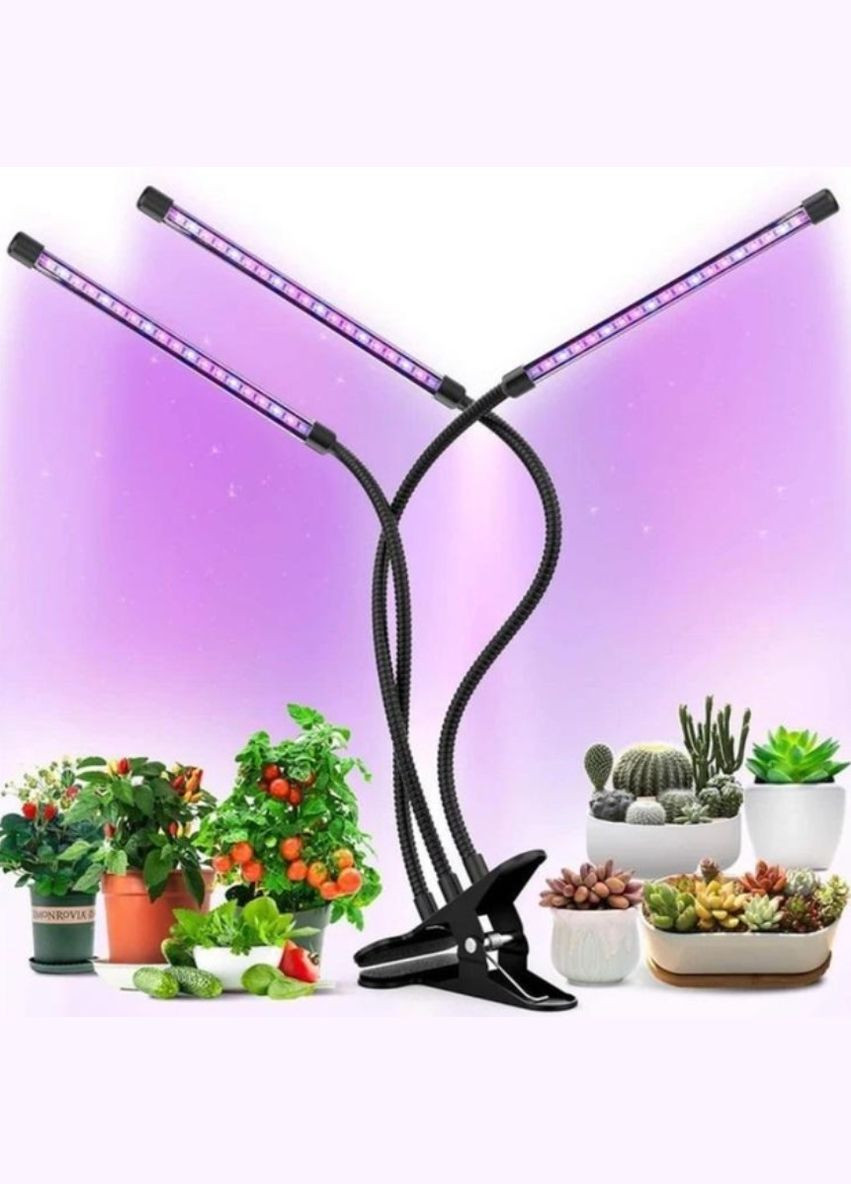 Фитолампа USB для роста растений на 3 лампы, светодиодная LED фито лампа на прищепке светильник для комнатных цветов и рассады No Brand (321973350)