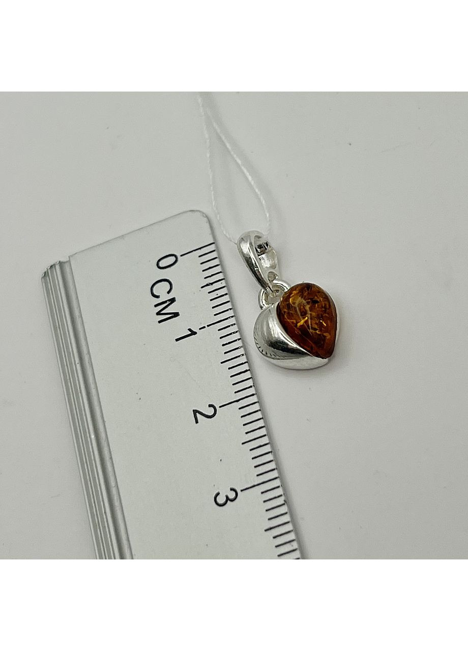 Кулон срібний з бурштином "Сердечко" 1,45 г No Brand (369737790)