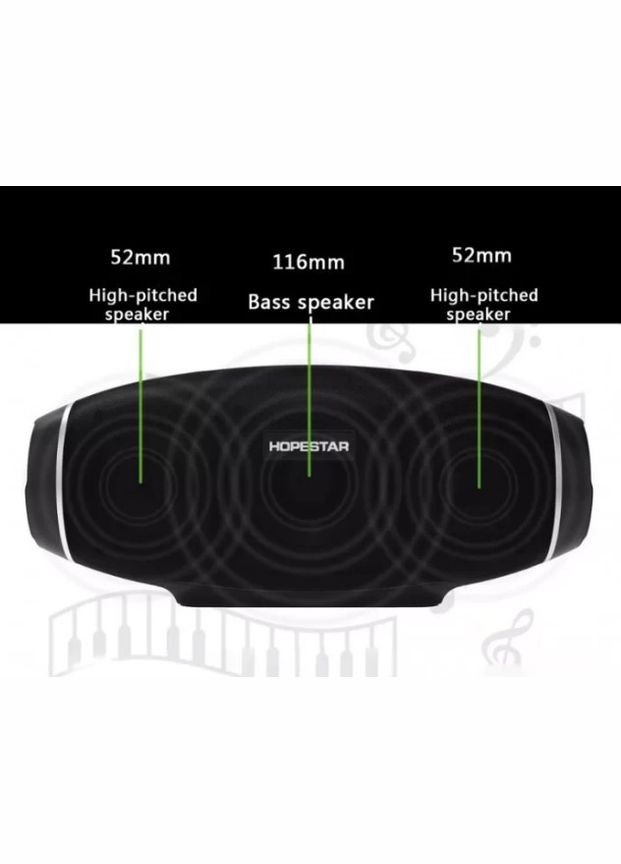 Портативна бездротова блютуз колонка OptMaster чорний (1756374597) Hopestar H20 (330578994)