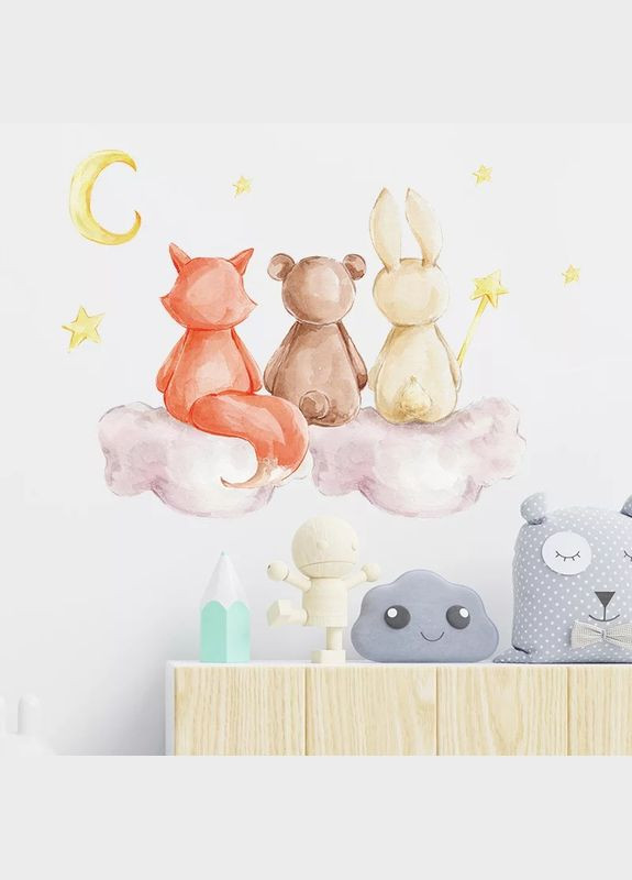 Вінілові наклейки на стіну Три друга сидять на хмаринці (лист 30 х 60 см) Б394-66 No Brand (302242400)