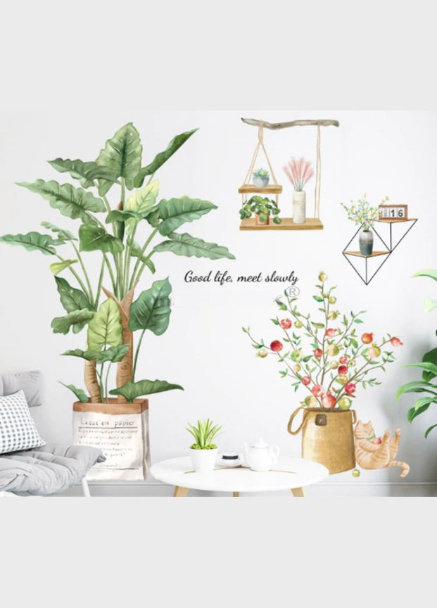 Вінілові наклейки в салон краси Фікус гранат котик — вазони ( лист 60 х 90 см ) Б67-3 No Brand (302242976)