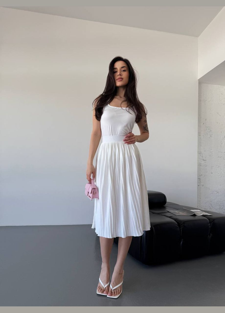 Белое праздничный, спортивное, повседневный, вечернее, деловое, пляжное очень нежная юбка плиссе плиссированное SAVOY BRAND