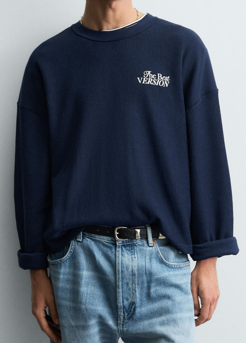 Синий свитшот Zara надпись (362699097)