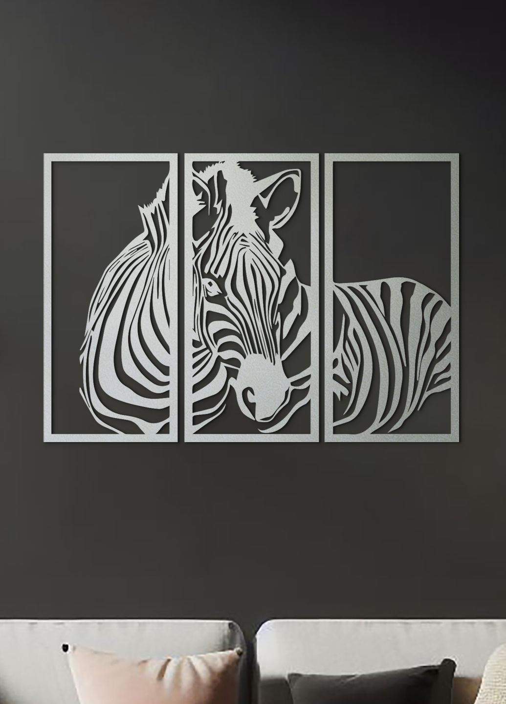 Декор в кімнату, дерев'яна картина на стіну "Зебра модульна картина", стиль мінімалізм 30х43 см Woodyard (292112800)