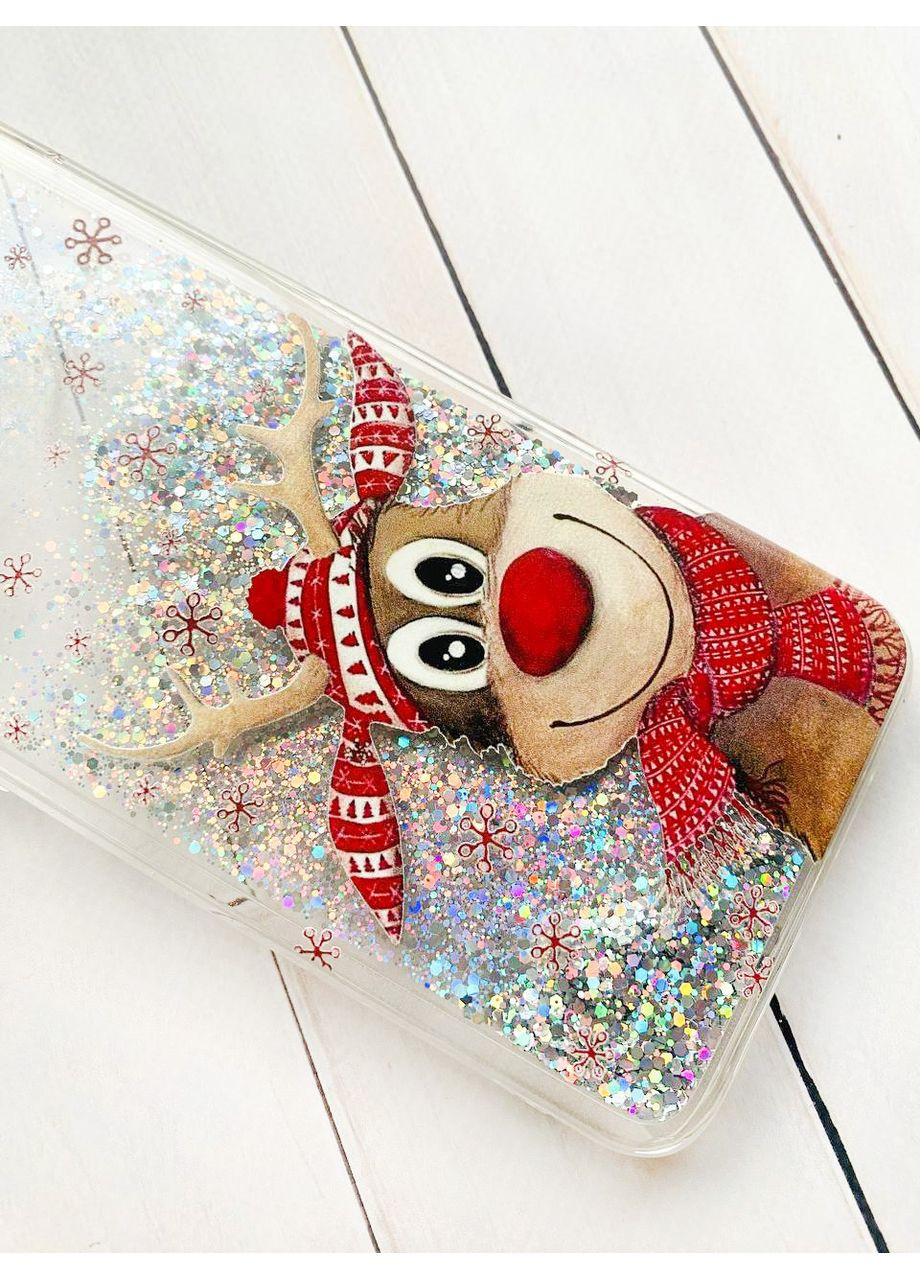 Чехол с плавающими серебряными блестками на Samsung Galaxy A25 (A256) Зимний олень (принт 149) CASE CONTROL (362969103)