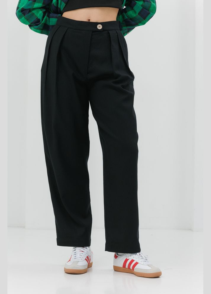 Женские льняные брюки-бананы серые Arjen (294907386)