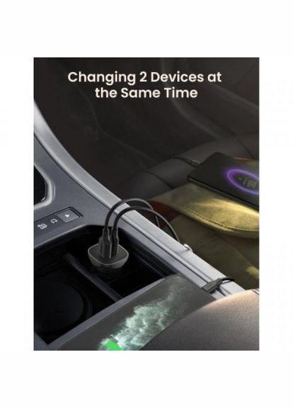 Зарядний пристрій CD130 20W USB + TypeC PD Car Charger (Gray) (30780) Ugreen cd130 20w usb + type-c pd car charger (gray) (268144358)