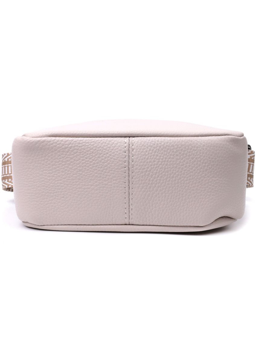 Женская кроссбоди на одно отделение из натуральной кожи белая 22602 Vintage (329197737)