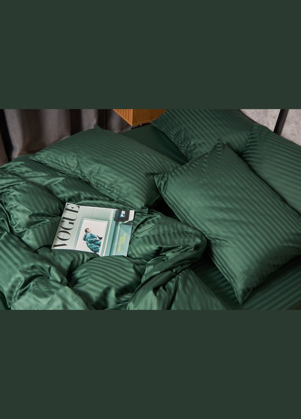 Комплект постельного белья Satin Stripe «» семейный 160х220х2 наволочки 2х70х70 (MS-820005317) Moon&Star Stripe Verdant (296910015)