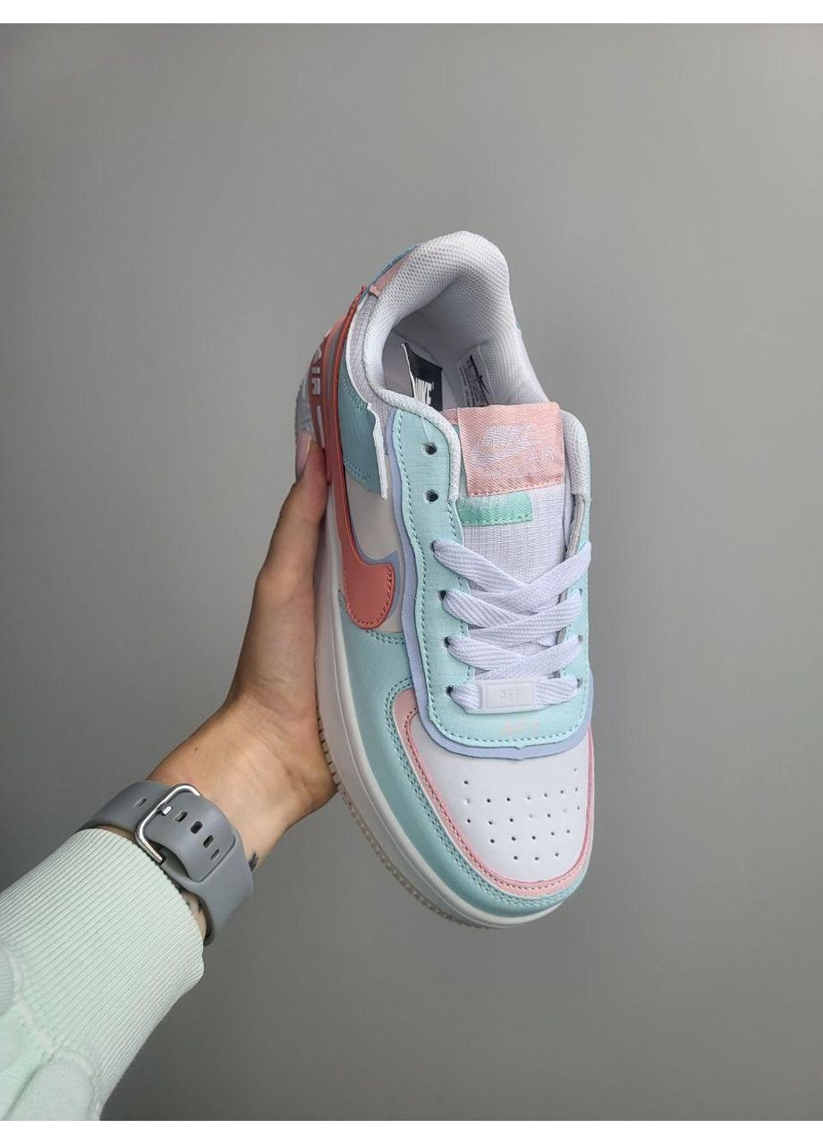 Белые демисезонные кроссовки мужские nike air force 1 shadow blue white найк аир форс 1 премиум No Brand